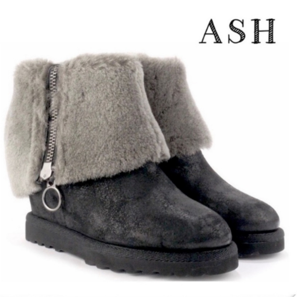 Suede Fur Wedge Hidden Heel Boots